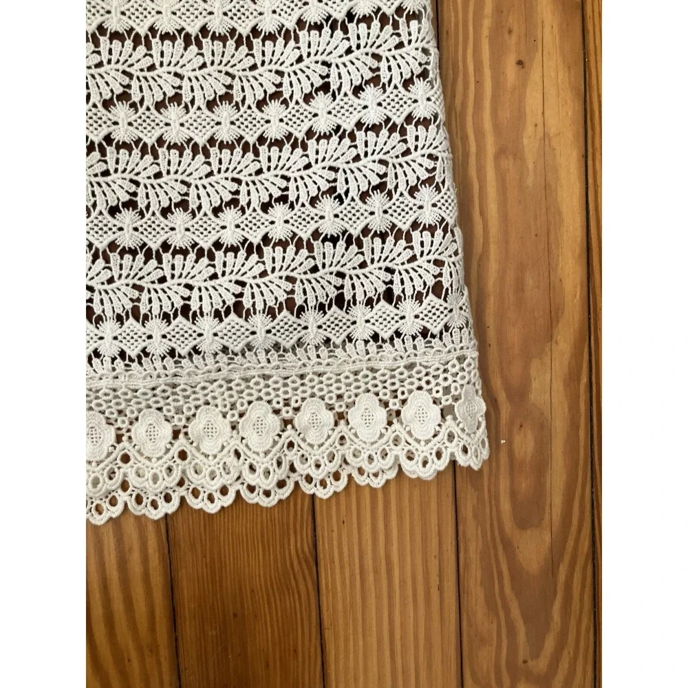 Cottagecore Laundry by Design dress Cream Sz M Lace crochet short‎ sleeve